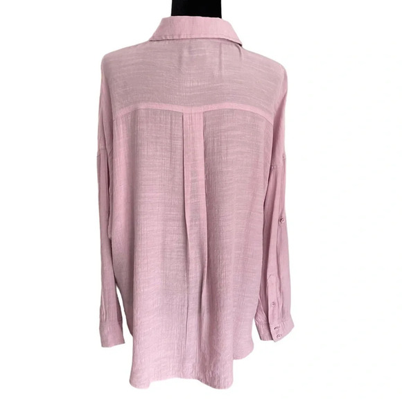 TORRID Lindsay Drop Shoulder Button-Down Shirt in Mauve Shadows - Picture 11 of 12